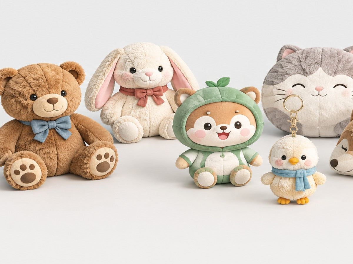 Range of plush toy designs and sizes